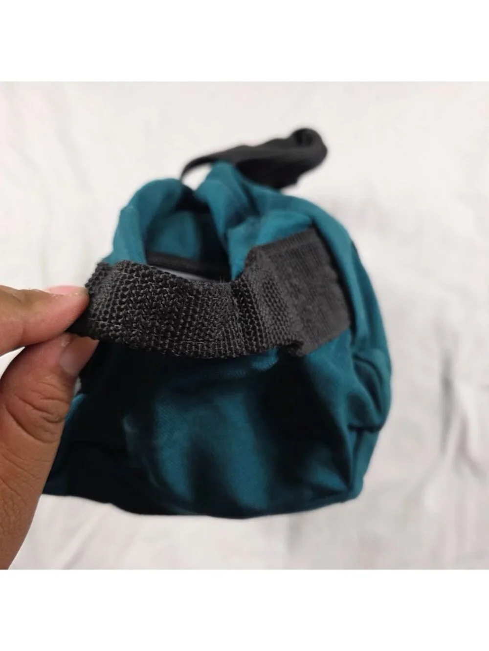 Vintage Eddie Bauer Small Blue Black Nylon Duffel Bag Outdoor Gear Made In USA